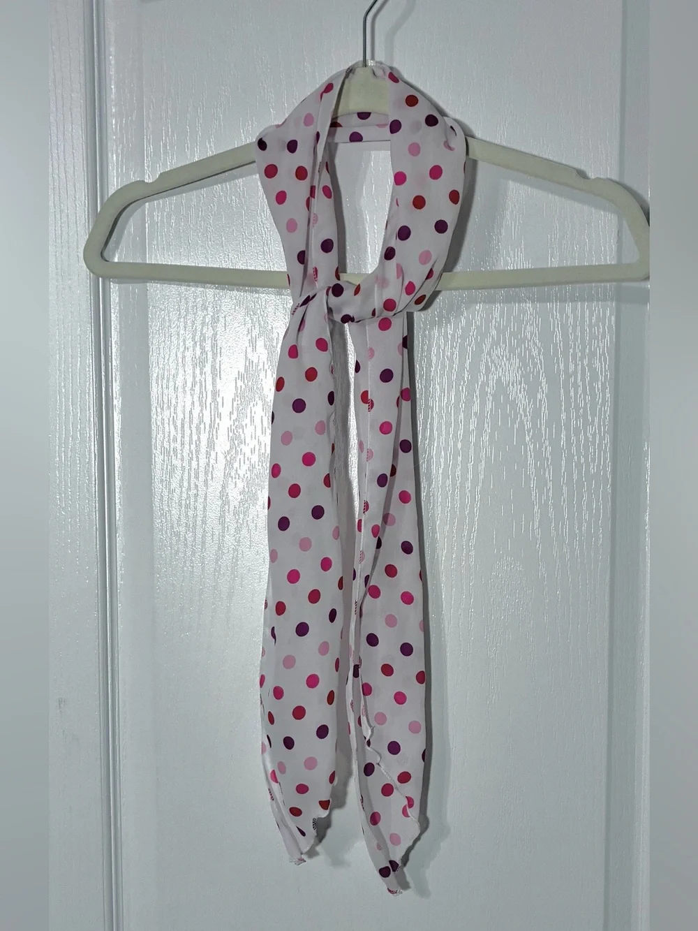 Polka Dot Sheer Oblong Scarf Pink Purple White 6.5x59